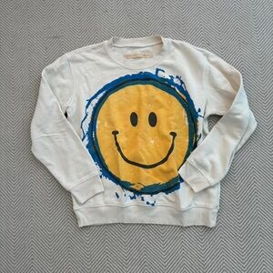 Raquel Allegra Classic White Sweatshirt Smiley Design - Dirty white